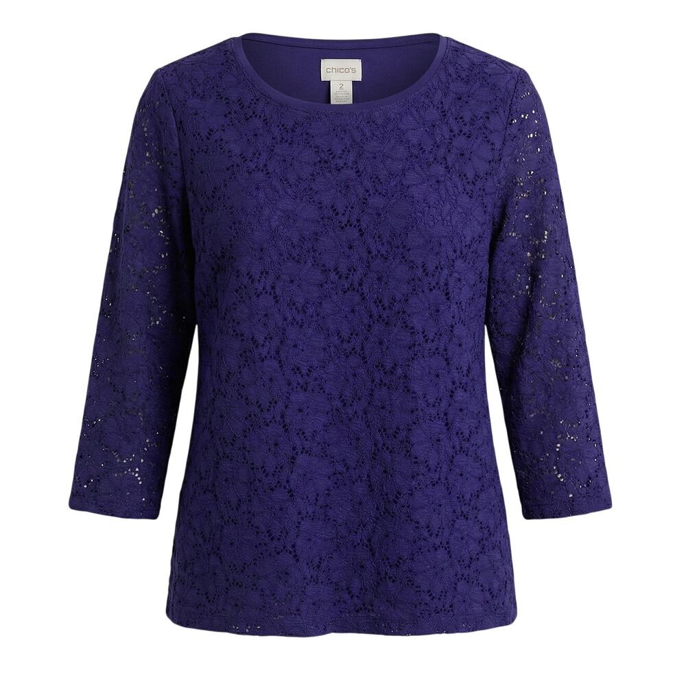 Chico's Women's L Romantic Whimsigoth Fairy Coquette Career Floral Lace Top